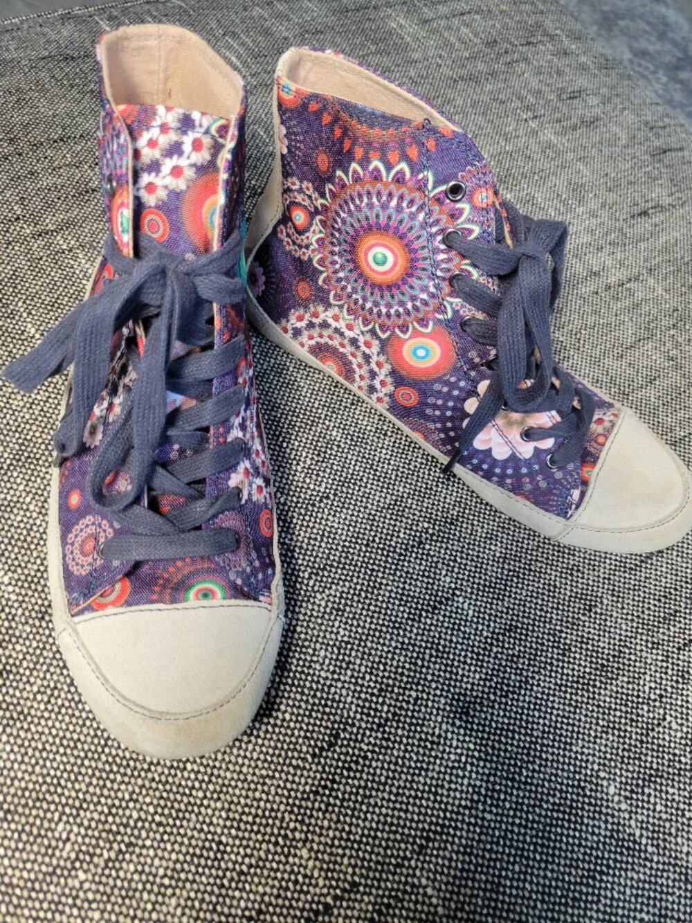 Desigual Mandala Print High Top Sneakers Canvas Suede Women's EU 39 ~US 8-8.5